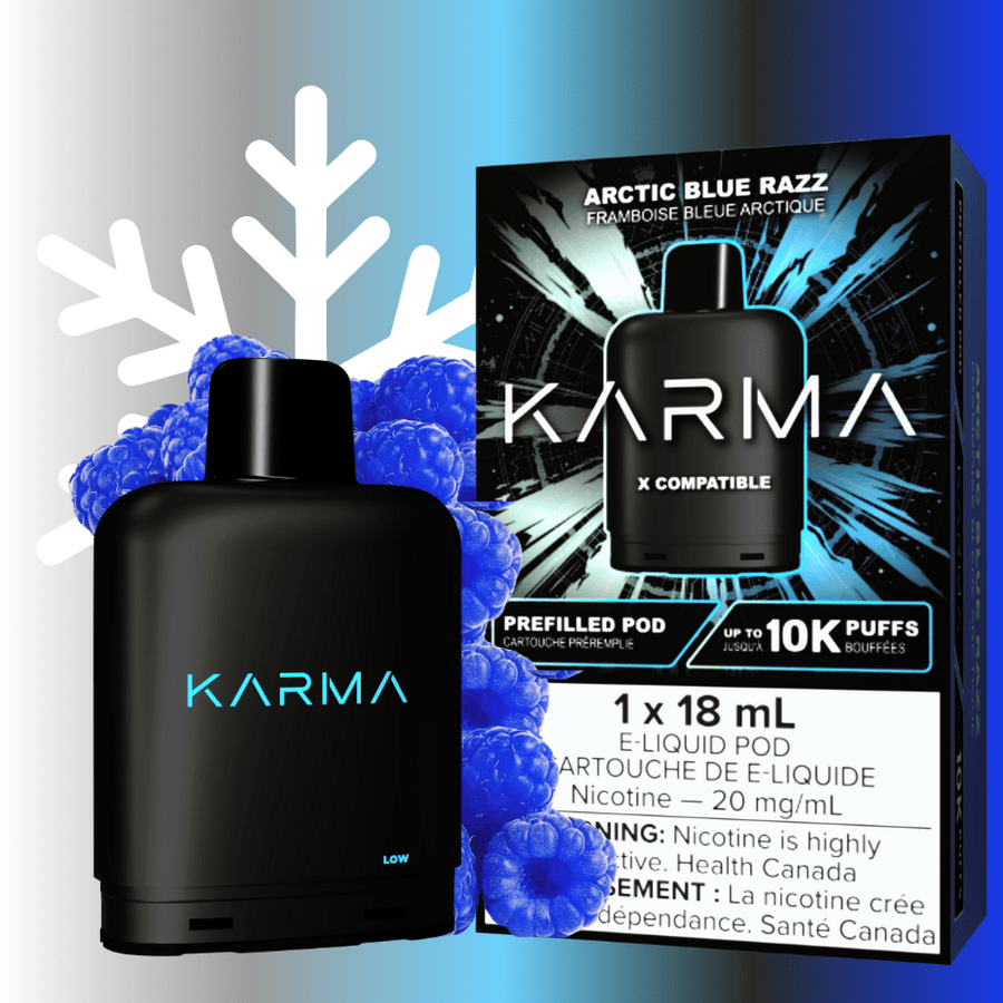 Karma 10k Puff Pod-Arctic Blue Razz 18ml / 20mg Winkler Vape SuperStore and Bong Shop Manitoba Canada