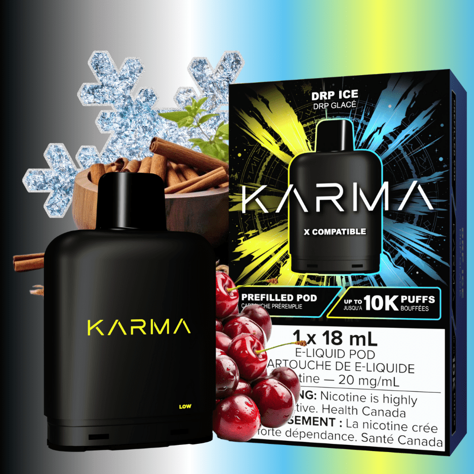 Karma 10k Puff Pod-DRP Ice 18ml / 20mg Winkler Vape SuperStore and Bong Shop Manitoba Canada