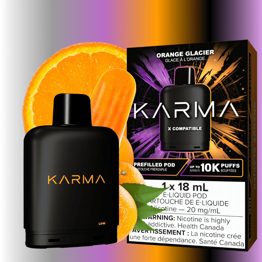 Karma 10k Puff Pod-Orange Glacier 18ml / 20mg Winkler Vape SuperStore and Bong Shop Manitoba Canada