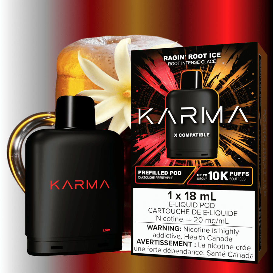 Karma 10k Puff Pod-Ragin Root Ice 18ml / 20mg Winkler Vape SuperStore and Bong Shop Manitoba Canada