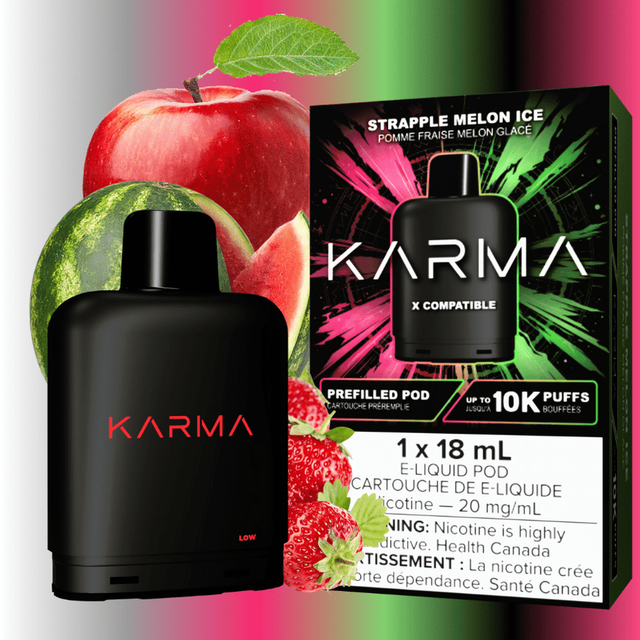 Karma 10k Puff Pod-Strapple Melon Ice 18ml / 20mg Winkler Vape SuperStore and Bong Shop Manitoba Canada