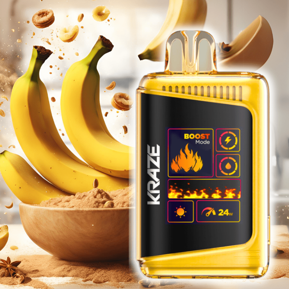 Kraze HD Mega 20k Disposable Vape - Banana Bake 20000 Puffs / 20mg Winkler Vape SuperStore and Bong Shop Manitoba Canada