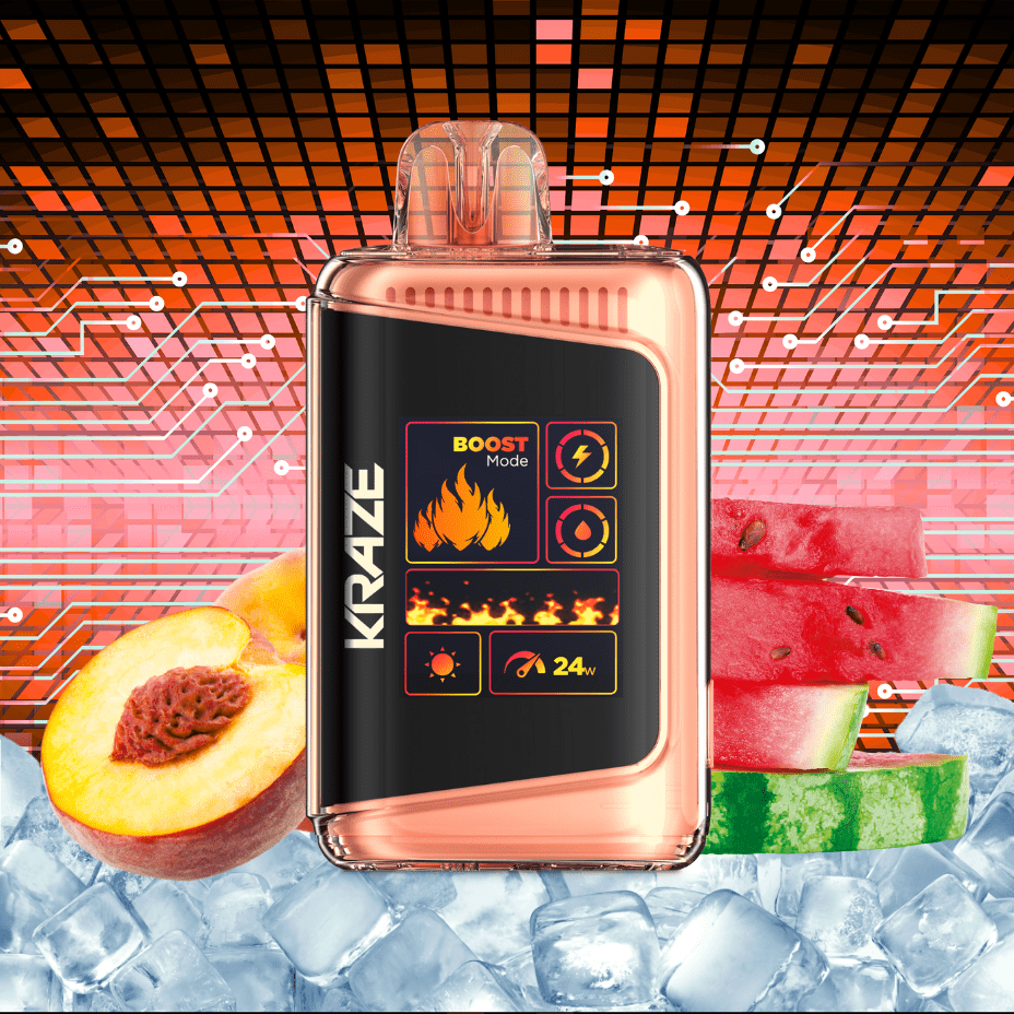 Kraze HD Mega 20k Disposable Vape - Peach Watermelon Ice 20000 Puffs / 20mg Winkler Vape SuperStore and Bong Shop Manitoba Canada