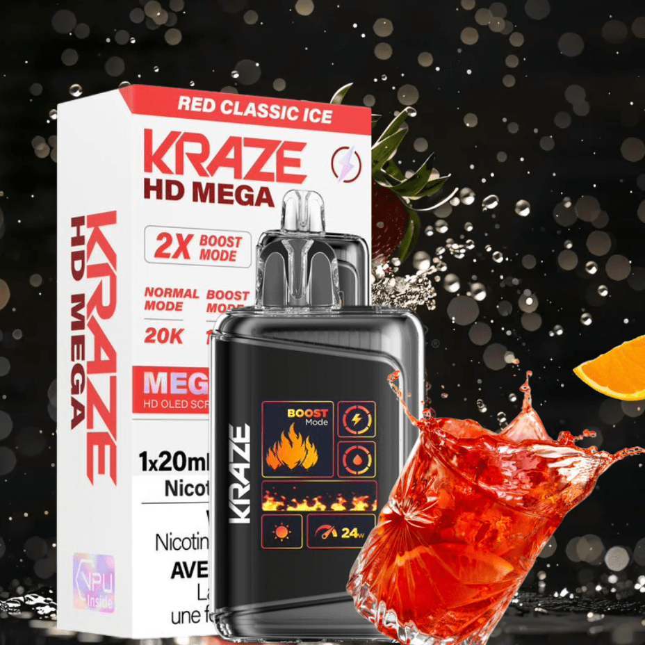 Kraze HD Mega 20k Disposable Vape - Red Ice 20000 Puffs / 20mg Winkler Vape SuperStore and Bong Shop Manitoba Canada