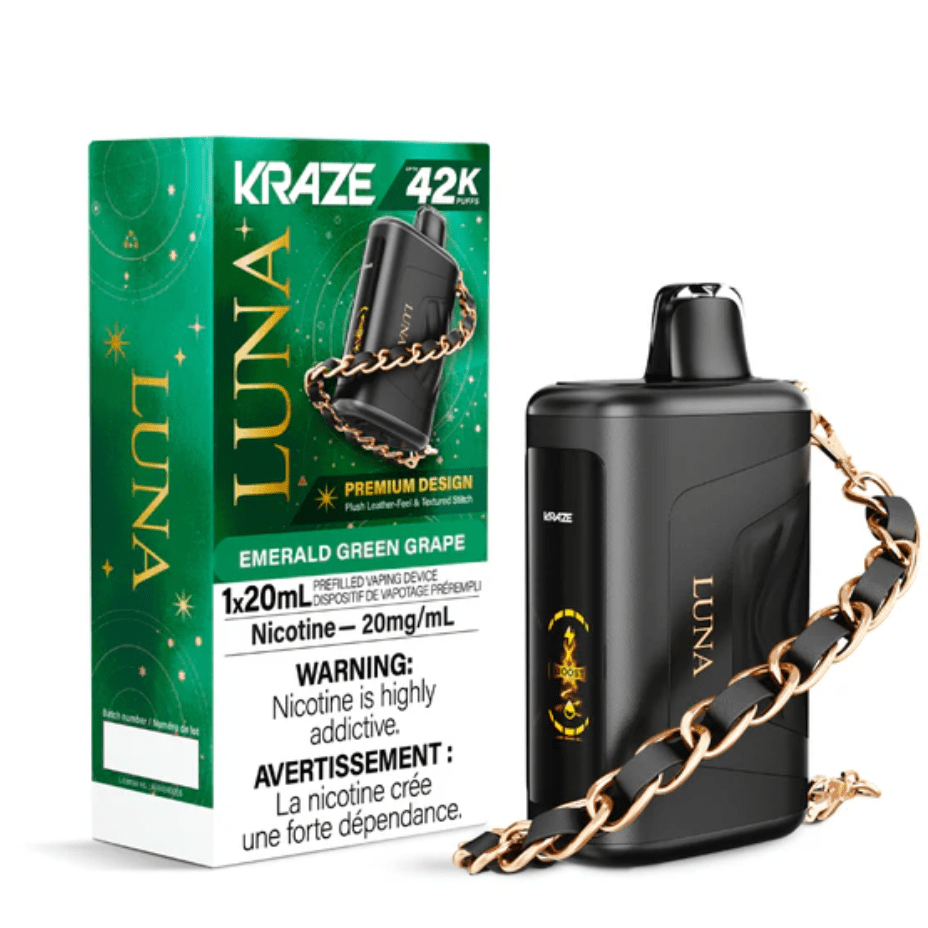 Kraze Luna Disposable Vape-Emerald Green Grape Vapexcape Vape and Bong Shop Regina Saskatchewan