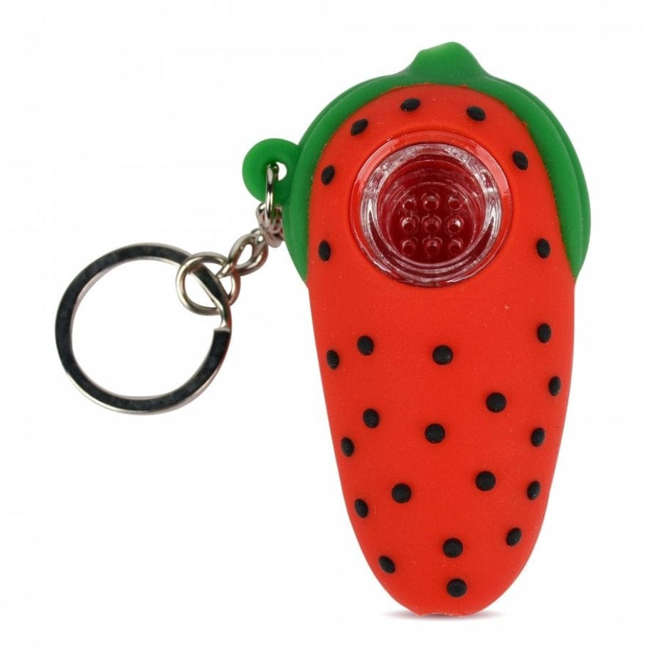 LIT Silicone 2.75" Strawberry Hand Pipe & Keychain Winkler Vape SuperStore and Bong Shop Manitoba Canada