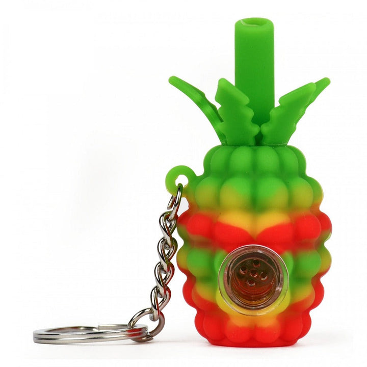 LIT Silicone Pineapple Hand Pipe & Keychain Rasta Winkler Vape SuperStore and Bong Shop Manitoba Canada