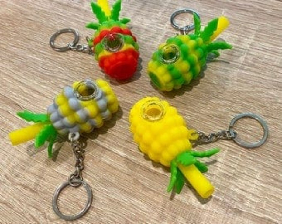 LIT Silicone Pineapple Hand Pipe & Keychain Winkler Vape SuperStore and Bong Shop Manitoba Canada