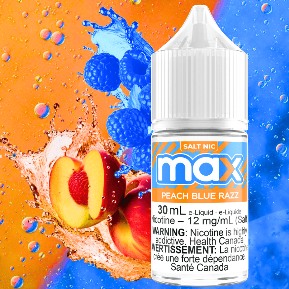 Max E-Liquid - Peach Blue Razz Salt Winkler Vape SuperStore and Bong Shop Manitoba Canada