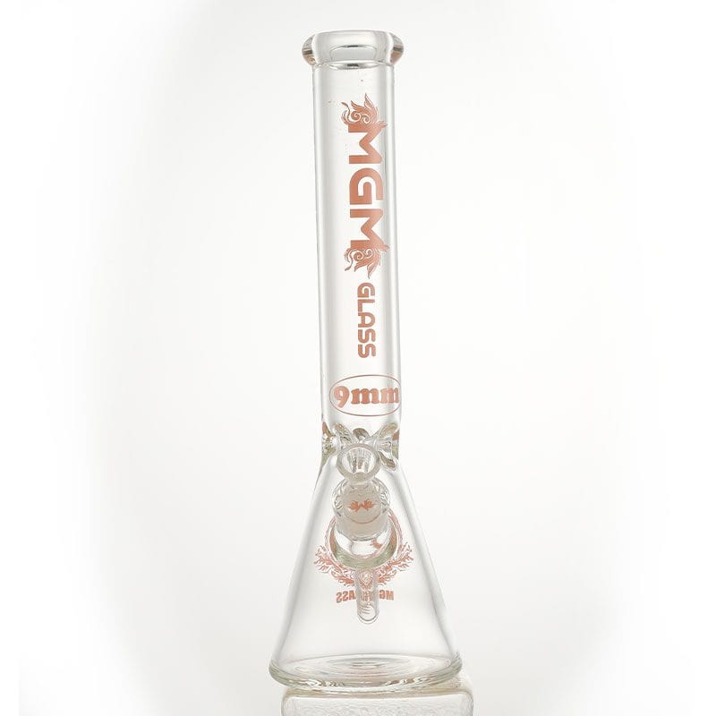 MGM Glass 9mm Classic Clear Logo Beaker-16" Winkler Vape SuperStore and Bong Shop Manitoba Canada