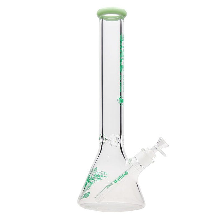 MGM Glass 9mm Clear Logo Beaker-12" 12" / Green Winkler Vape SuperStore and Bong Shop Manitoba Canada