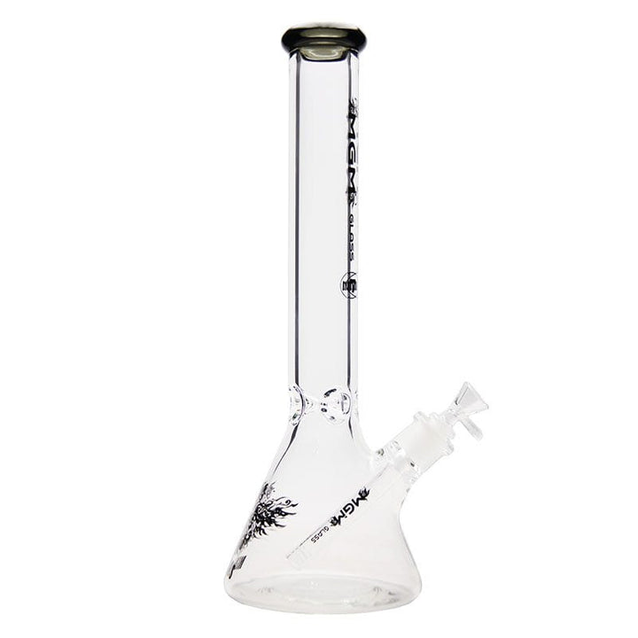 MGM Glass 9mm Clear Logo Beaker-12" 12" / Green Winkler Vape SuperStore and Bong Shop Manitoba Canada