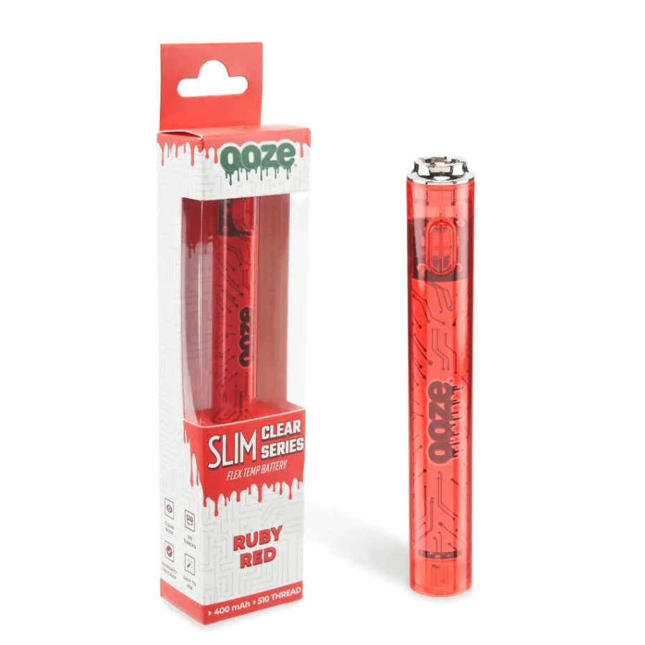 Ooze Slim Transparent Series 510 Battery 400mAh / Red Winkler Vape SuperStore and Bong Shop Manitoba Canada