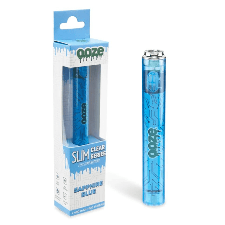 Ooze Slim Transparent Series 510 Battery 400mAh / Sapphire Blue Winkler Vape SuperStore and Bong Shop Manitoba Canada