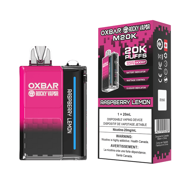 OXBAR M20K Disposable Vape - Raspberry Lemon 20mg / 20000 Puffs Winkler Vape SuperStore and Bong Shop Manitoba Canada