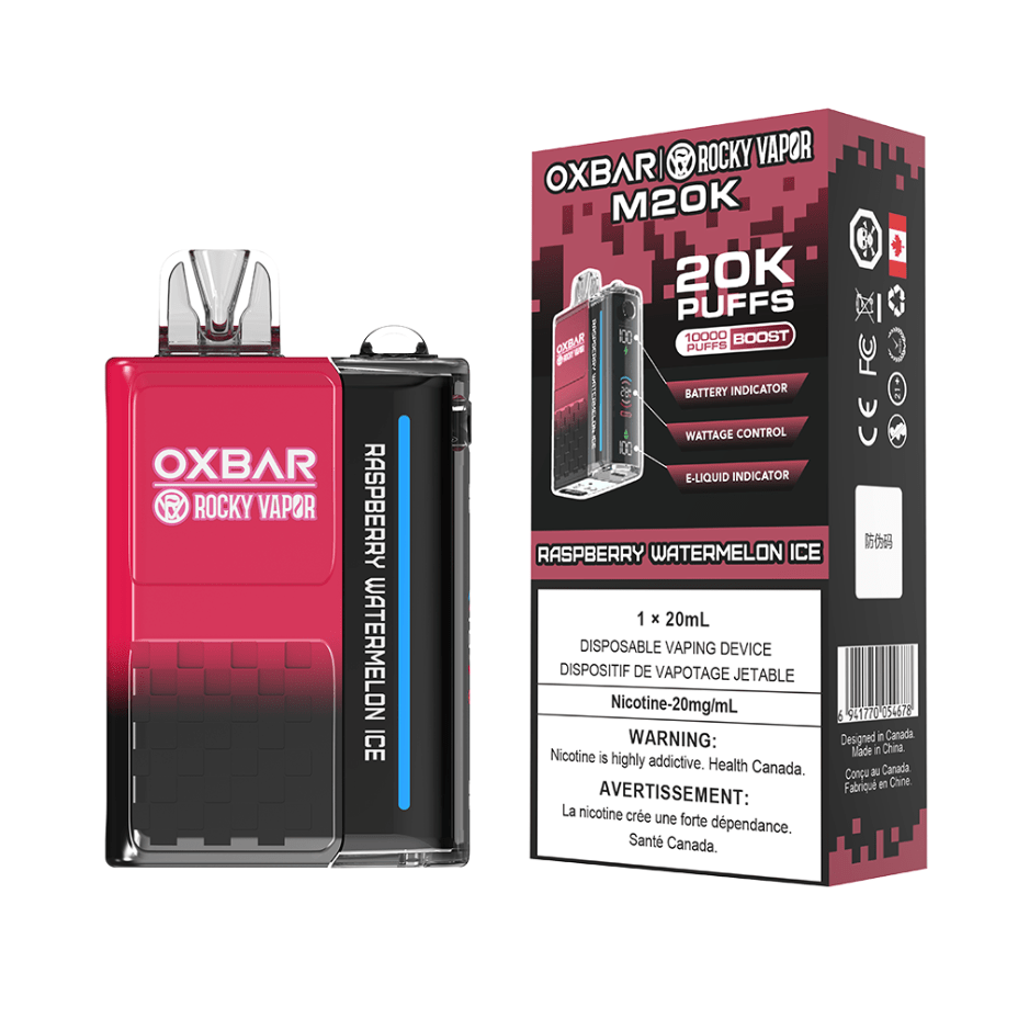 OXBAR M20K Disposable Vape - Raspberry Watermelon 20mg / 20000 Puffs Winkler Vape SuperStore and Bong Shop Manitoba Canada