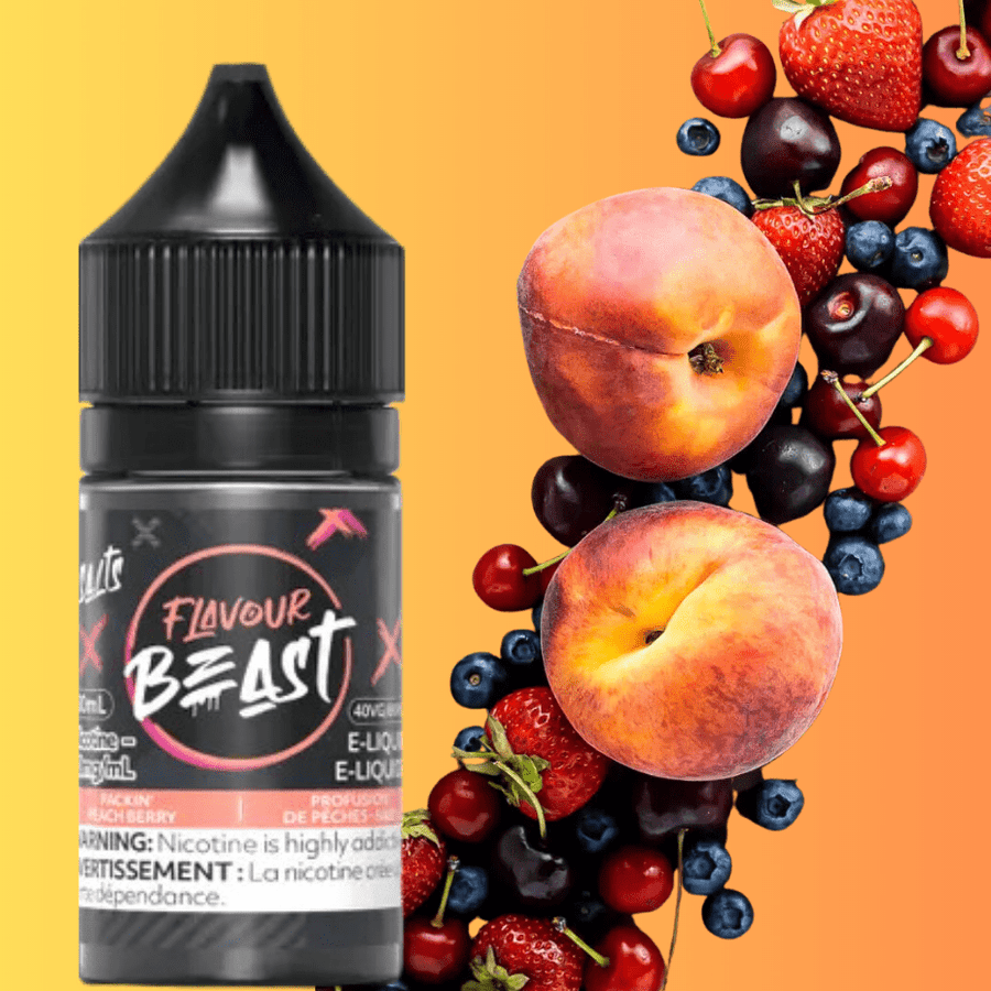 Packin' Peach Berry Salts by Flavour Beast E-Liquid 30ml / 20mg Winkler Vape SuperStore and Bong Shop Manitoba Canada