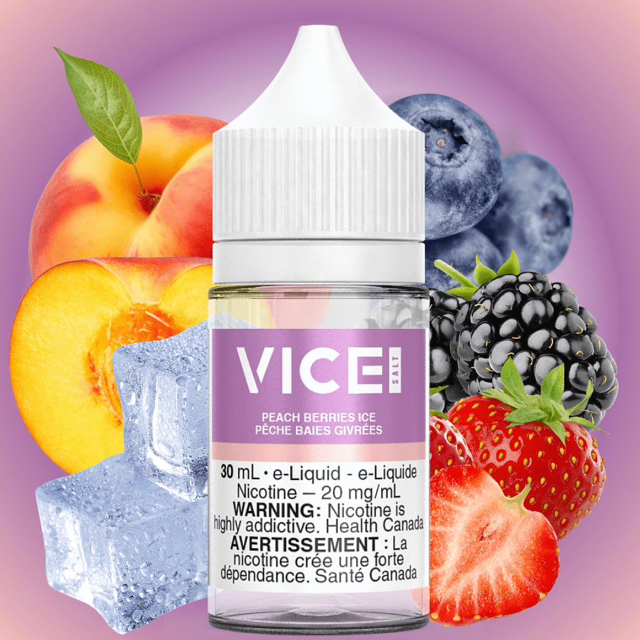 Peach Berries Ice Salt by Vice E-liquid 30ml / 12mg Winkler Vape SuperStore and Bong Shop Manitoba Canada