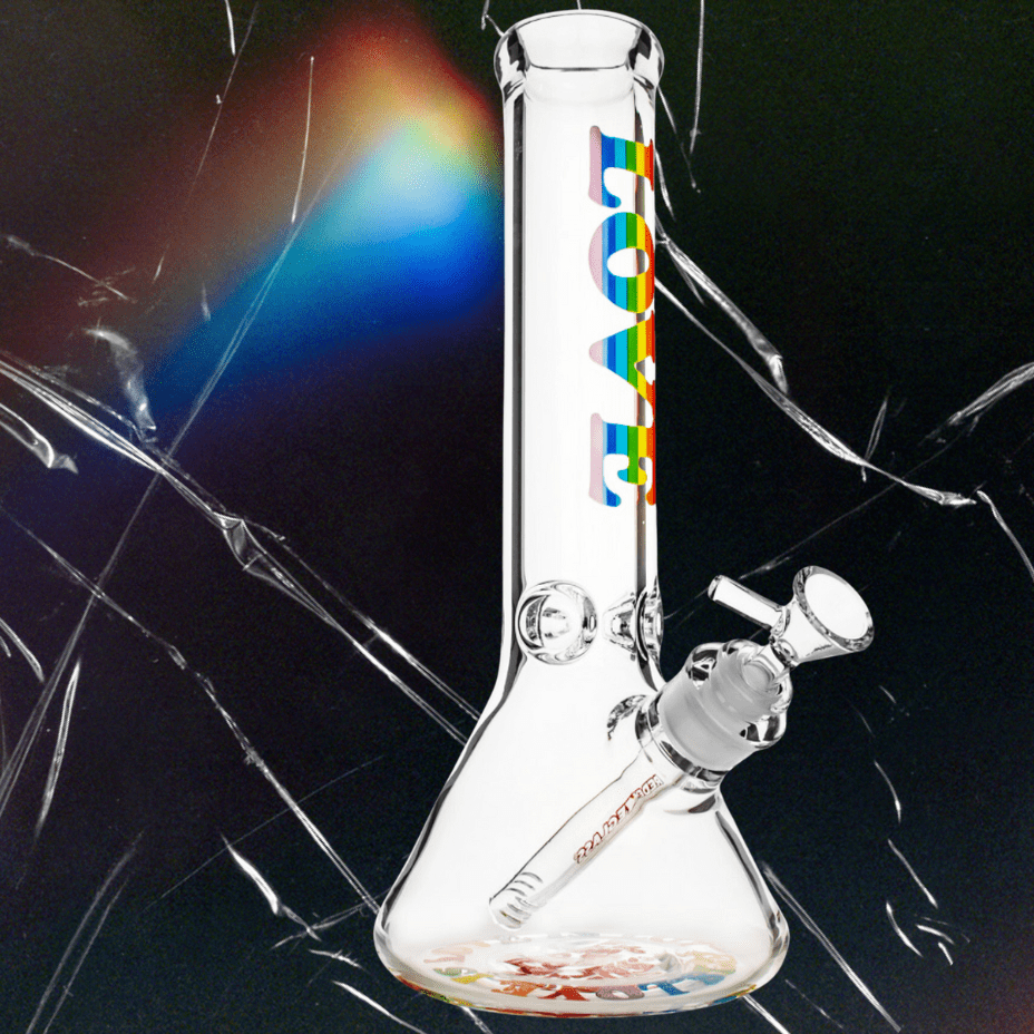 Red Eye 7mm Rainbow Love Beaker Base Bong-12" Winkler Vape SuperStore and Bong Shop Manitoba Canada