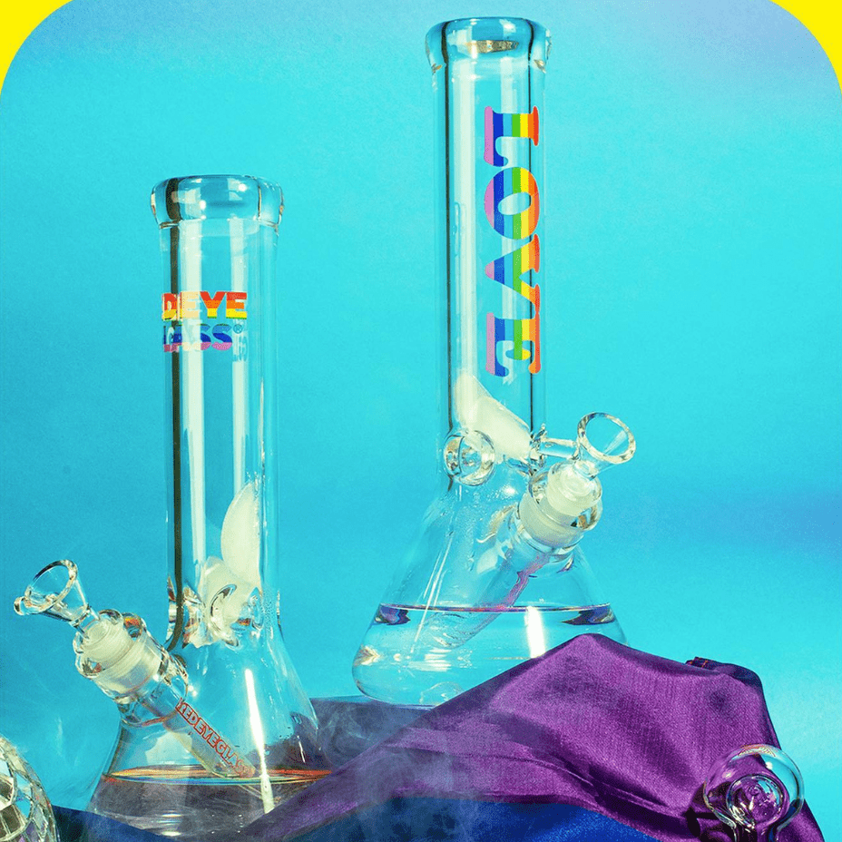 Red Eye 7mm Rainbow Love Beaker Base Bong-12" Winkler Vape SuperStore and Bong Shop Manitoba Canada