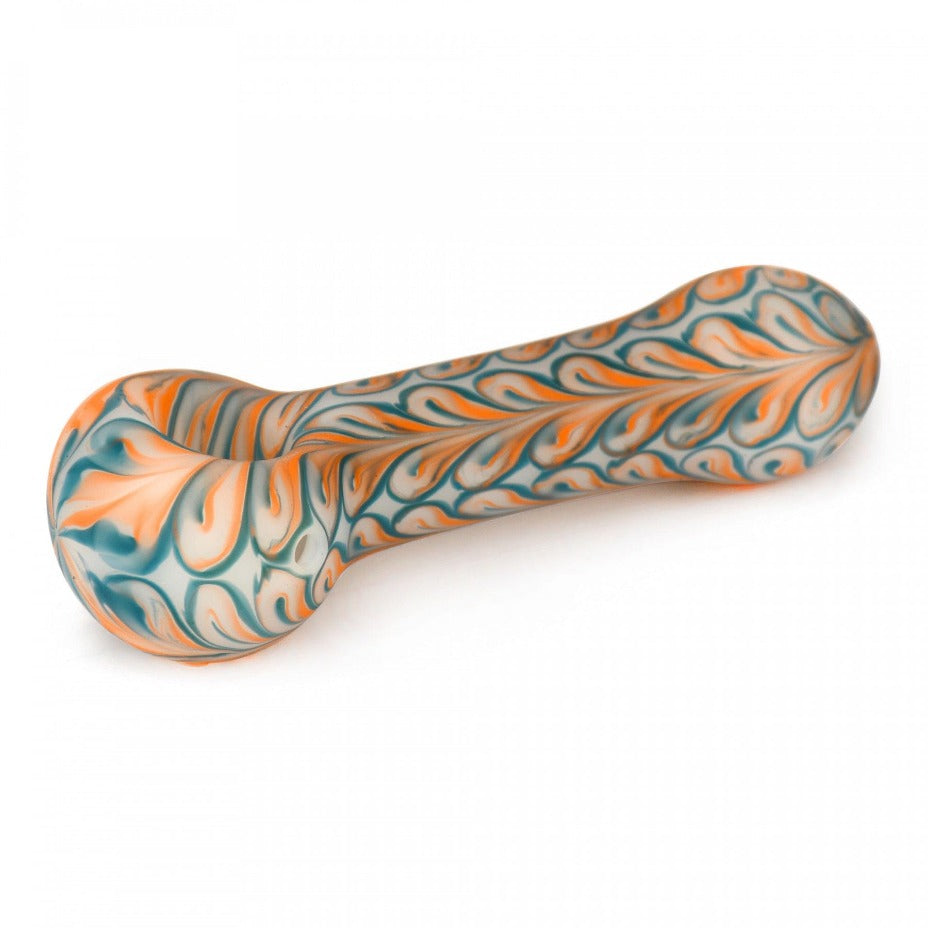 Red Eye Glass Frosted Paisley Hand Pipe 4.5" 4.5" / White/Orange Winkler Vape SuperStore and Bong Shop Manitoba Canada