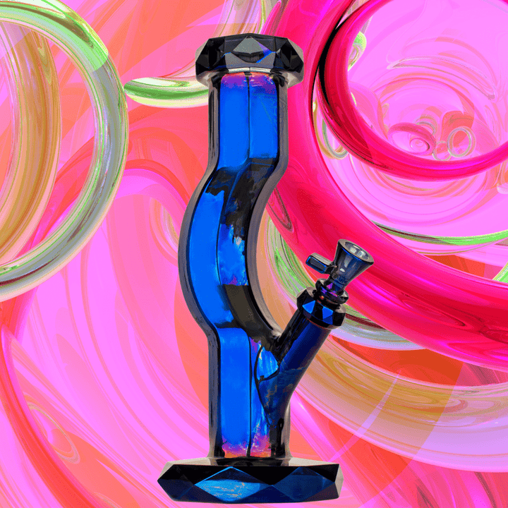 Red Eye Tek Metallic Terminator Hydrus Straight Base Gooseneck Bong 12" 12" / Blue Winkler Vape SuperStore and Bong Shop Manitoba Canada