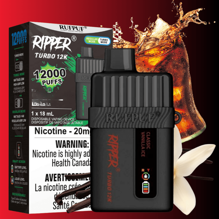 Ripper Turbo 12K Disposable Vape-Classic Vanilla Ice 12000 Puffs / 20mg Winkler Vape SuperStore and Bong Shop Manitoba Canada