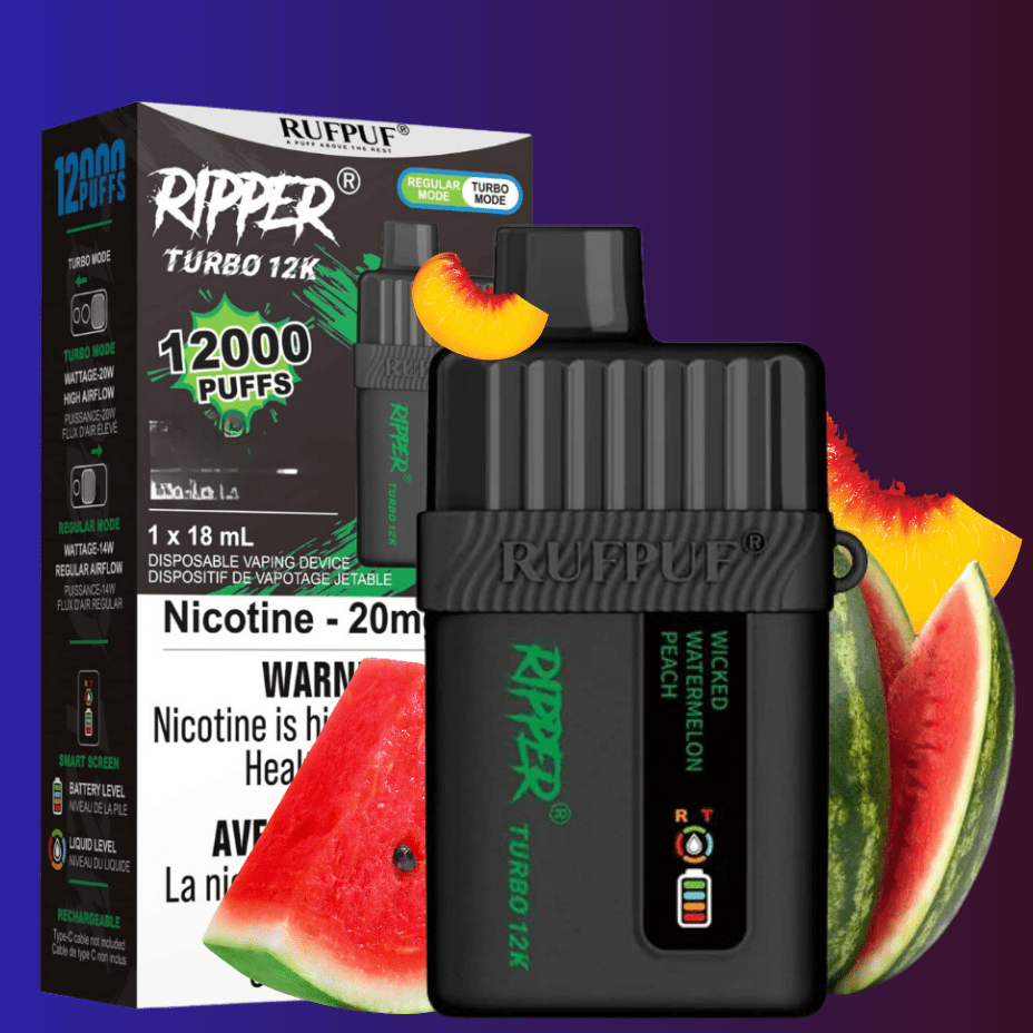 Ripper Turbo 12K Disposable Vape-Wicked Watermelon Peach 12000 Puffs / 20mg Winkler Vape SuperStore and Bong Shop Manitoba Canada