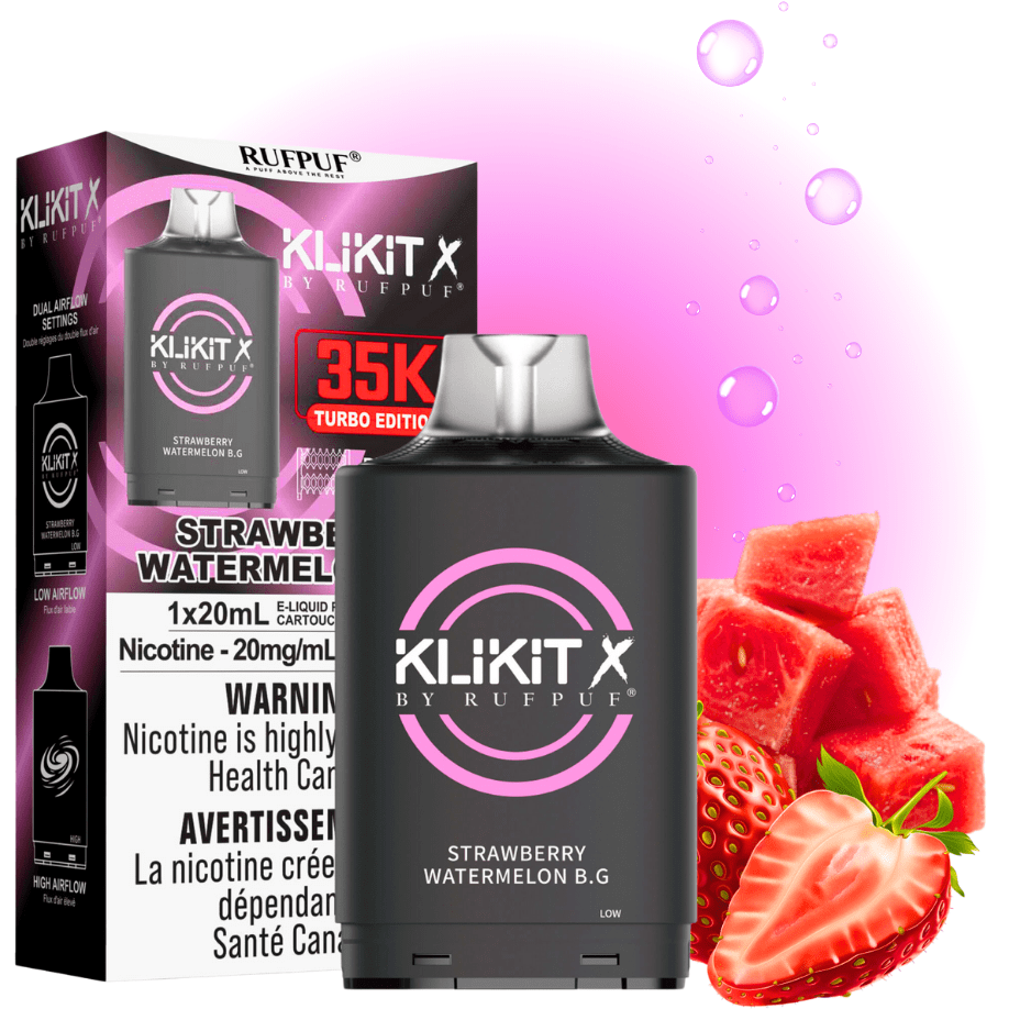 RufPuf Klikit X 35K Turbo Pod-Strawberry Watermelon B.G Winkler Vape SuperStore and Bong Shop Manitoba Canada