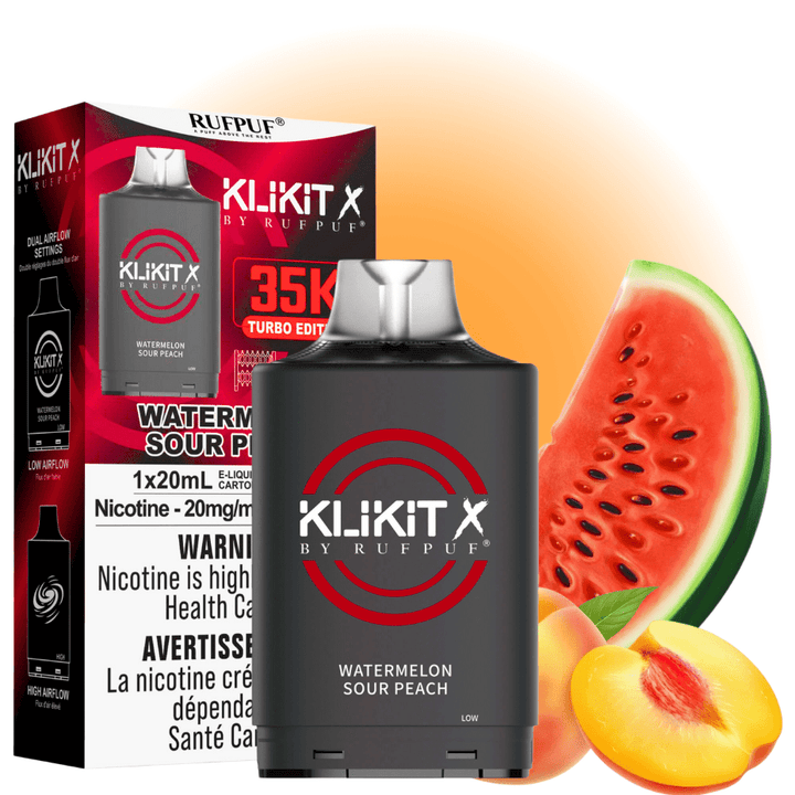 RufPuf Klikit X 35K Turbo Pod-Watermelon Sour Peach Winkler Vape SuperStore and Bong Shop Manitoba Canada