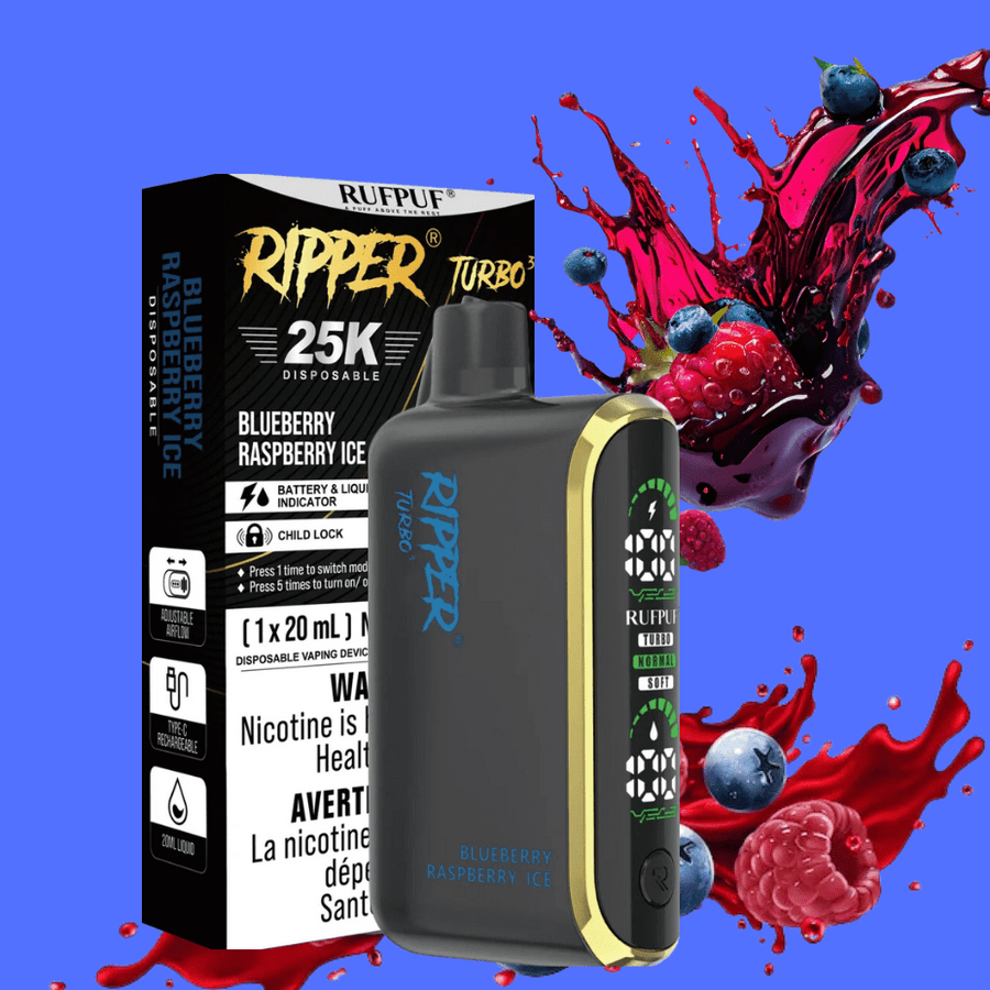 Rufpuf Ripper T3 Disposable Vape-Blueberry Raspberry Ice 25000 Puffs / 20mg Winkler Vape SuperStore and Bong Shop Manitoba Canada