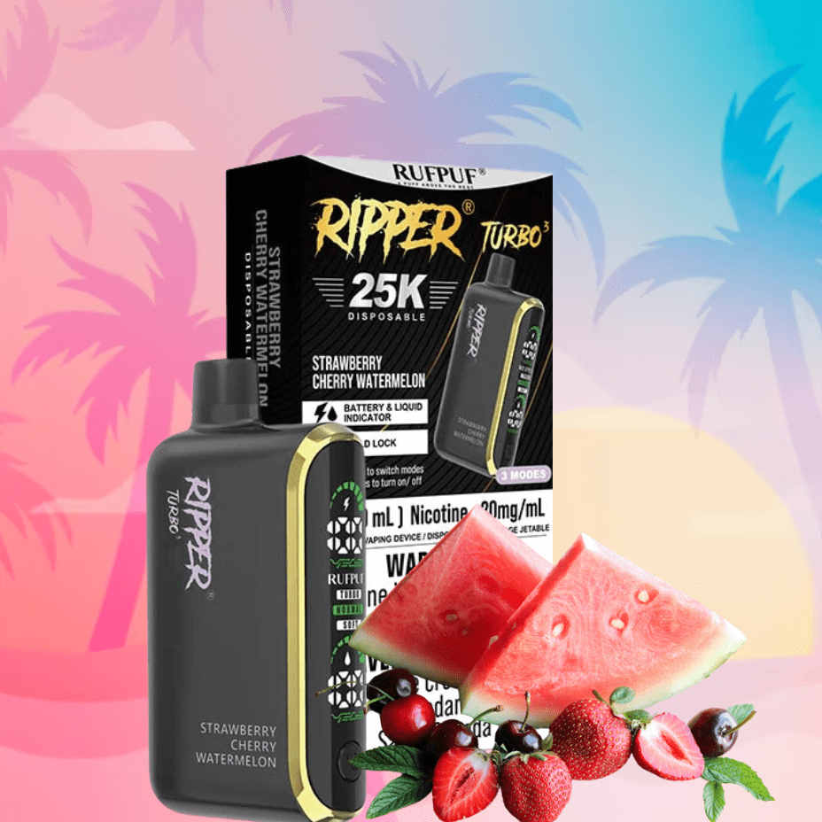 Rufpuf Ripper T3 Disposable Vape-Strawberry Cherry Watermelon 25000 Puffs / 20mg Winkler Vape SuperStore and Bong Shop Manitoba Canada