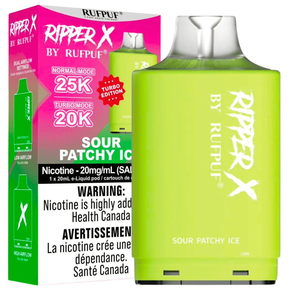 RufPuf Ripper X 25K - Sour Patchy Ice Winkler Vape SuperStore and Bong Shop Manitoba Canada