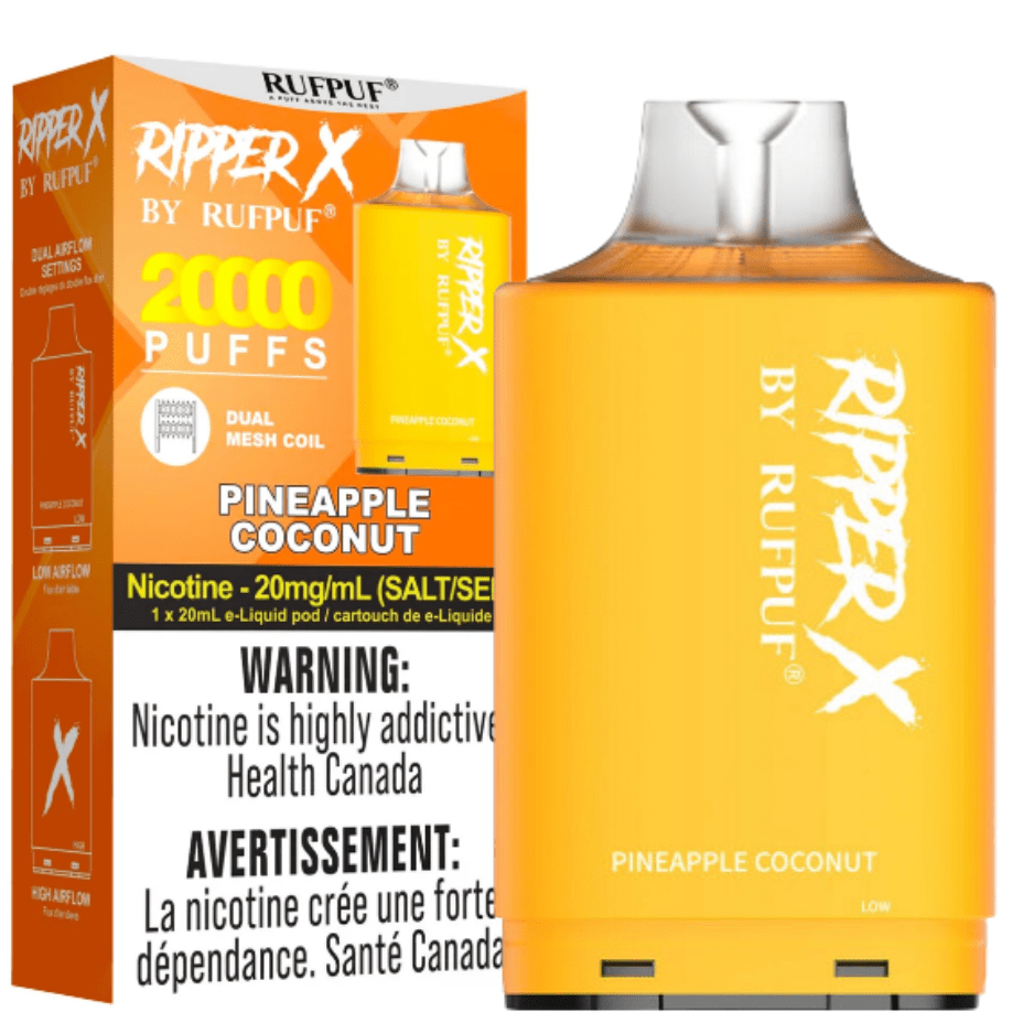 RufPuf Ripper X 35K - Pineapple Coconut 20mg / 35000 Puffs Winkler Vape SuperStore and Bong Shop Manitoba Canada