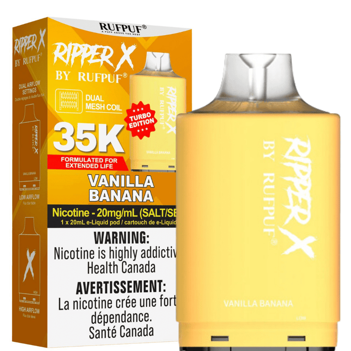 RufPuf Ripper X 35K - Vanilla Banana 20mg / 35000 Puffs Winkler Vape SuperStore and Bong Shop Manitoba Canada