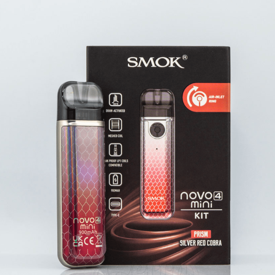 Smok Novo 4 Mini Pod Kit 900 mAh / Sliver Red Cobra Winkler Vape SuperStore and Bong Shop Manitoba Canada