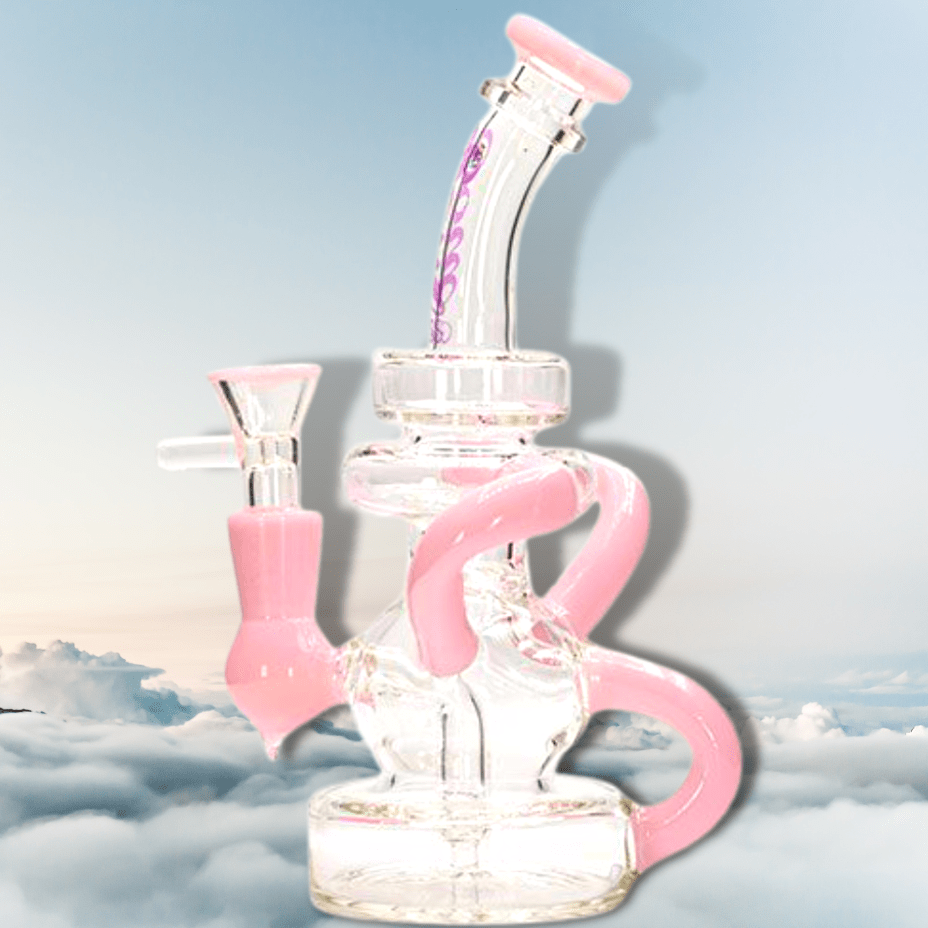 Soul Glass 2-in-1 Bent Neck Recycler 8" Pink Winkler Vape SuperStore and Bong Shop Manitoba Canada