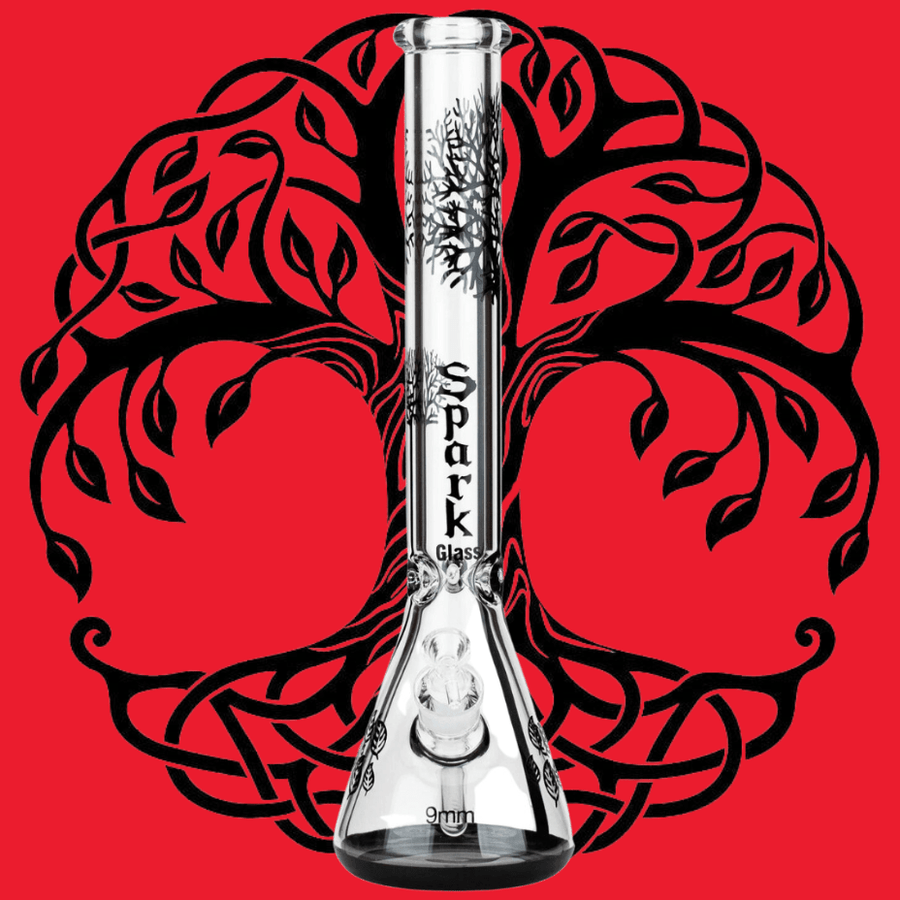 Spark Glass 9mm Tree of Life Beaker-18" Winkler Vape SuperStore and Bong Shop Manitoba Canada