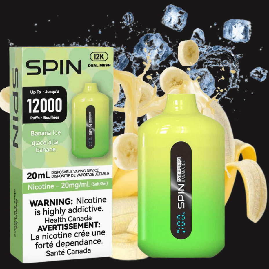 Spin 12,000 Disposable Vape-Banana Ice 20mg Winkler Vape SuperStore and Bong Shop Manitoba Canada