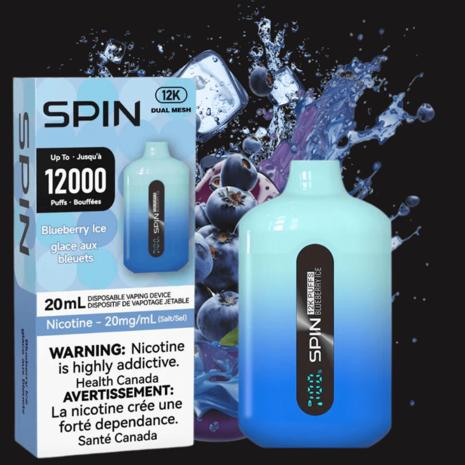 Spin 12,000 Disposable Vape-Blueberry Ice 20mg Winkler Vape SuperStore and Bong Shop Manitoba Canada