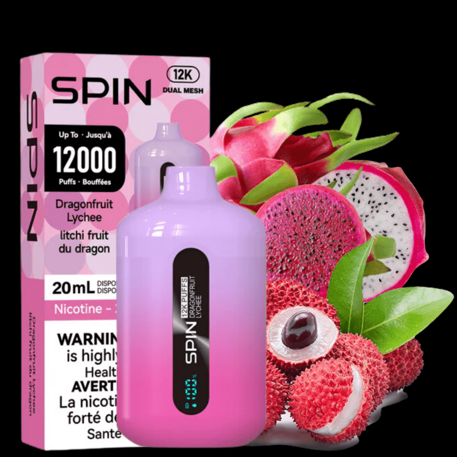 Spin 12,000 Disposable Vape-Dragonfruit Lychee 20ml / 20mg Winkler Vape SuperStore and Bong Shop Manitoba Canada