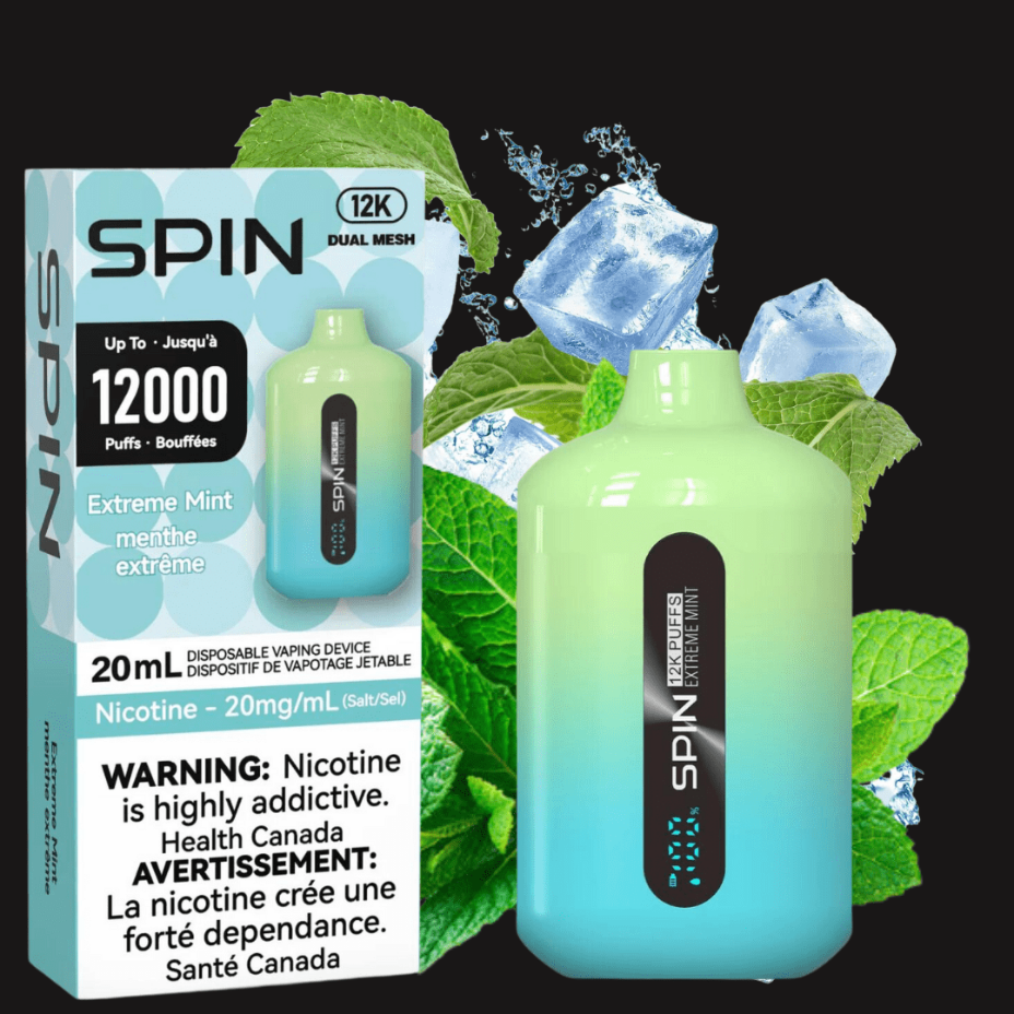 Spin 12,000 Disposable Vape-Extreme Mint 20mg Winkler Vape SuperStore and Bong Shop Manitoba Canada