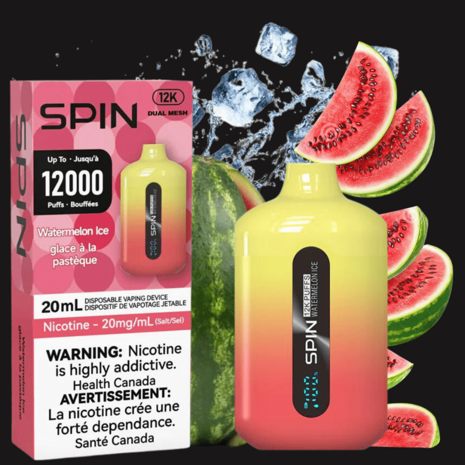 Spin 12,000 Disposable Vape-Watermelon Ice 20mg Winkler Vape SuperStore and Bong Shop Manitoba Canada