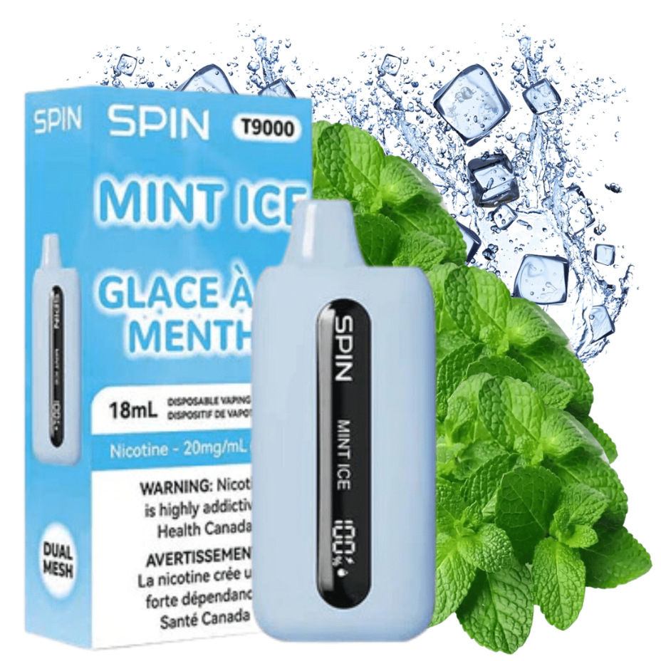 Spin T9000 Disposable Vape-Mint Ice 20mg / 9000 Puffs Winkler Vape SuperStore and Bong Shop Manitoba Canada