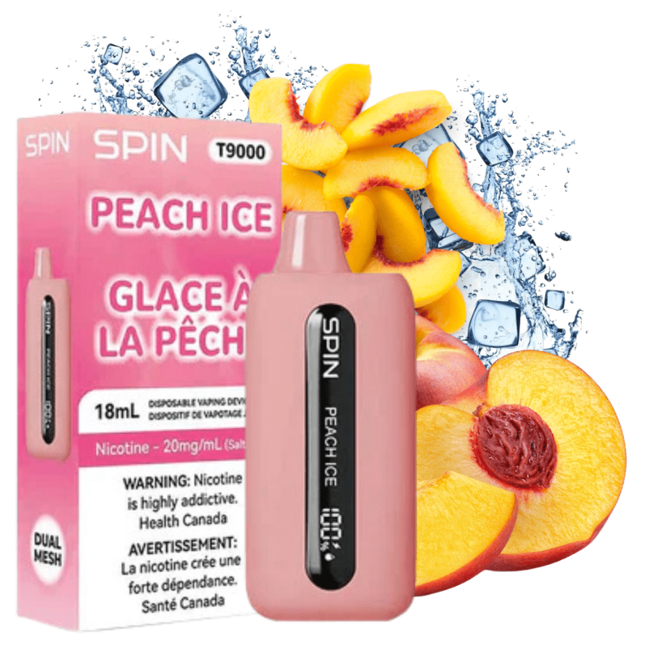 Spin T9000 Disposable Vape-Peach Ice 20mg / 9000 Puffs Winkler Vape SuperStore and Bong Shop Manitoba Canada