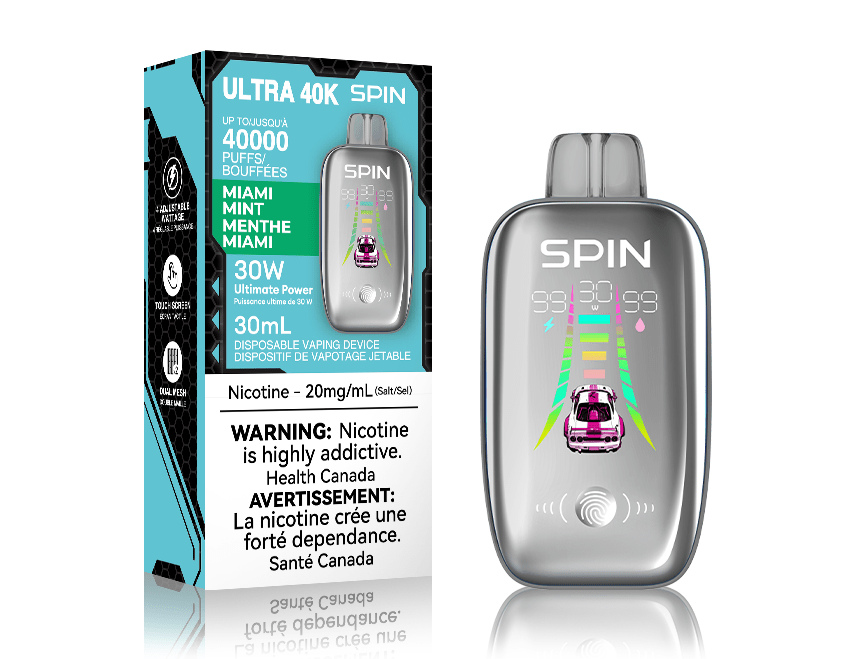 Spin Ultra 40k Disposable Vape - Miami Mint 40000 puffs / 20mg Winkler Vape SuperStore and Bong Shop Manitoba Canada