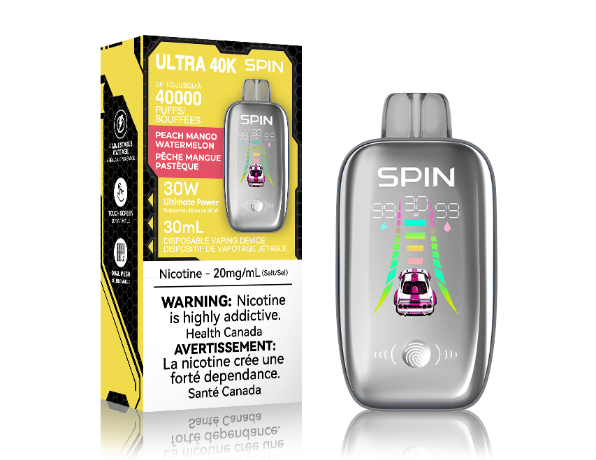 Spin Ultra 40k Disposable Vape - Peach Mango Watermelon 40000 puffs / 20mg Winkler Vape SuperStore and Bong Shop Manitoba Canada