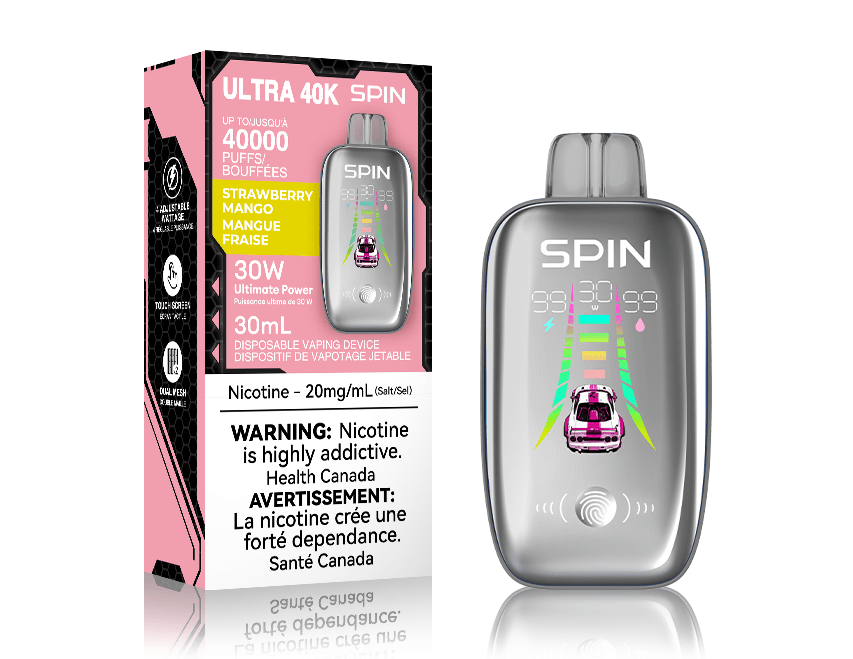 Spin Ultra 40k Disposable Vape - Strawberry Mango 40000 puffs / 20mg Winkler Vape SuperStore and Bong Shop Manitoba Canada