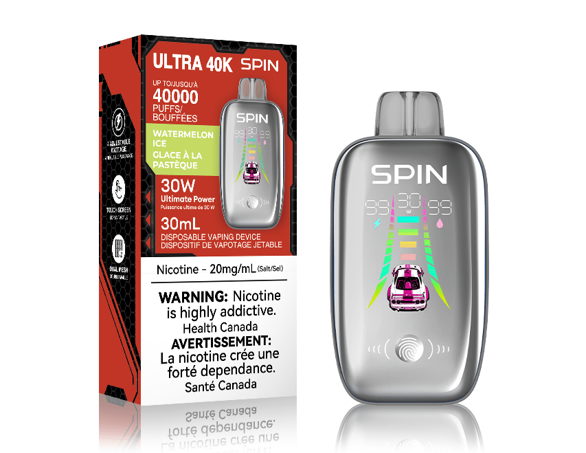 Spin Ultra 40k Disposable Vape - Watermelon Ice 40000 Puffs / 20mg Winkler Vape SuperStore and Bong Shop Manitoba Canada