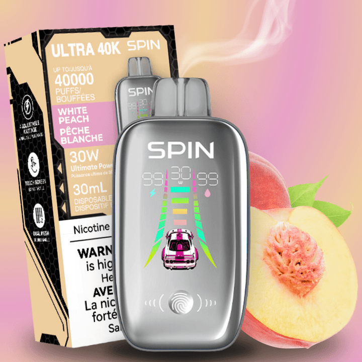 Spin Ultra 40k Disposable Vape - White Peach 40000 puffs / 20mg Winkler Vape SuperStore and Bong Shop Manitoba Canada